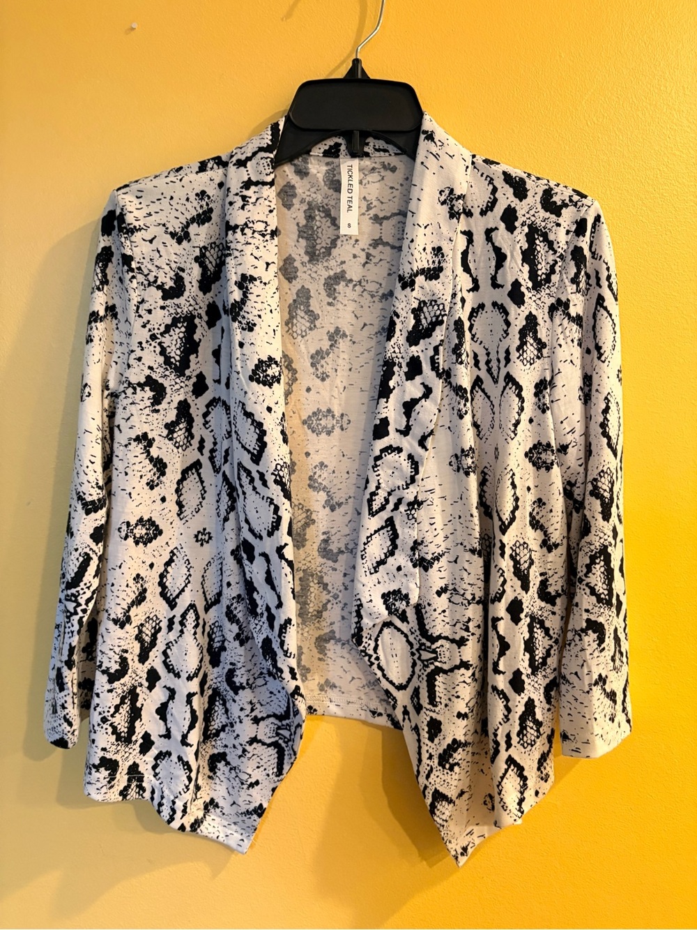 Tickled Teal Black & White Snake Print blazer